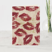 Happy Valentines Red Lipstic Kisses Romantic Love Kaart (Voorkant)