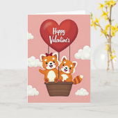 Happy Valentines Red Panda Card Kaart (Gele Bloem)
