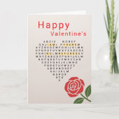 Happy Valentine's, Word Puzzle, Heart, Rose Feestdagen Kaart (Voorkant)
