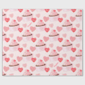 Happy Valentin's Day Cupcake and Hearts Pattern Cadeaupapier (Vlak)