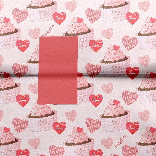 Happy Valentin's Day Cupcake and Hearts Pattern Tissuepapier