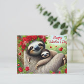 Happy Valentin's Day Cute Sloth Briefkaart (Staand voorkant)