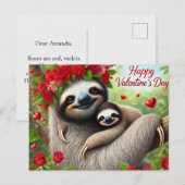Happy Valentin's Day Cute Sloth Briefkaart (Voorkant / Achterkant)