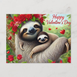 Happy Valentin's Day Cute Sloth Briefkaart