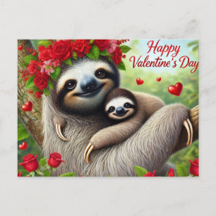 Happy Valentin's Day Cute Sloth Briefkaart