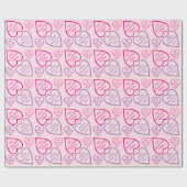 Happy Valentin's Day Heart omlijnt Pattern Cadeaupapier (Vlak)
