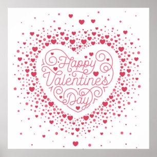 Happy Valentin's Day Heart Poster 24x24