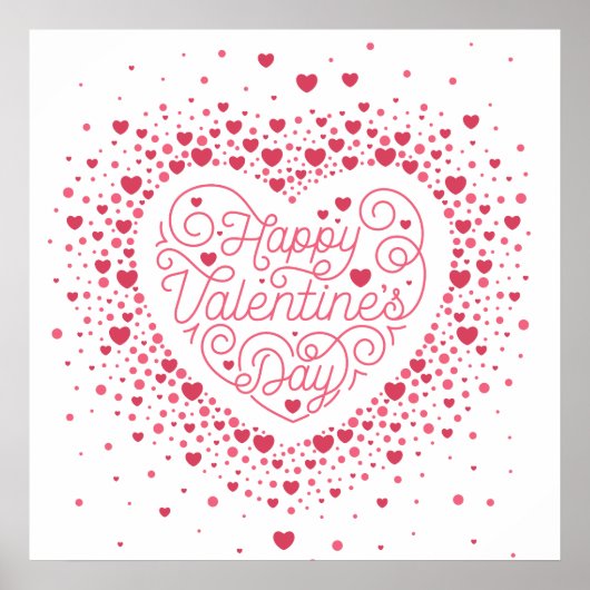 Happy Valentin's Day Heart Poster 24x24 (Voorkant)