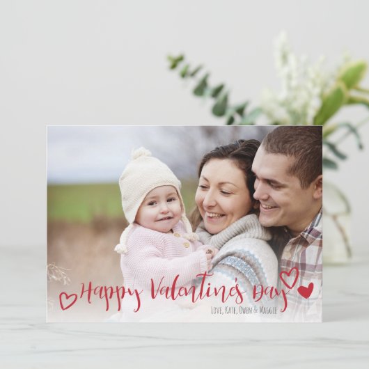 Happy Valentin's Day Hearts-fotokaart Feestdagenkaart (Staand voorkant)