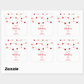 Happy Valentin's Day Hearts op een string Vierkante Sticker (Vel)