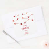 Happy Valentin's Day Hearts op een string Vierkante Sticker (Envelop)