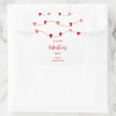 Happy Valentin's Day Hearts op een string Vierkante Sticker (Tas)
