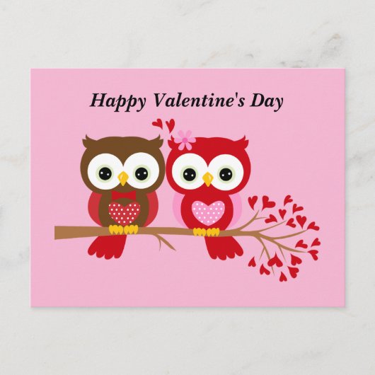 Happy Valentin's Day Owls Holiday briefkaart (Voorkant)