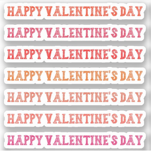 Happy Valentin's Day Red Display Font Lettering Sticker (Voorkant)