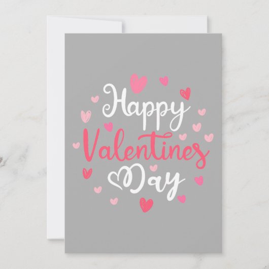 Happy Valentin's Day Script Text Hearts Feestdagenkaart (Voorkant)