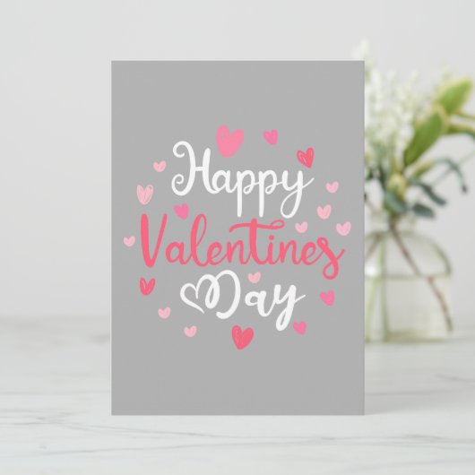 Happy Valentin's Day Script Text Hearts Feestdagenkaart (Staand voorkant)