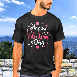 Happy Valentin's Day Script Text Hearts T-shirt