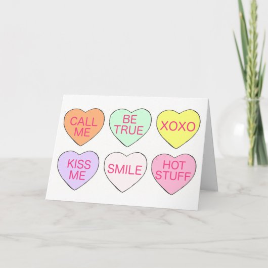 Happy Valentin's Day Snoep Conversation Hearts Feestdagen Kaart (Voorkant)