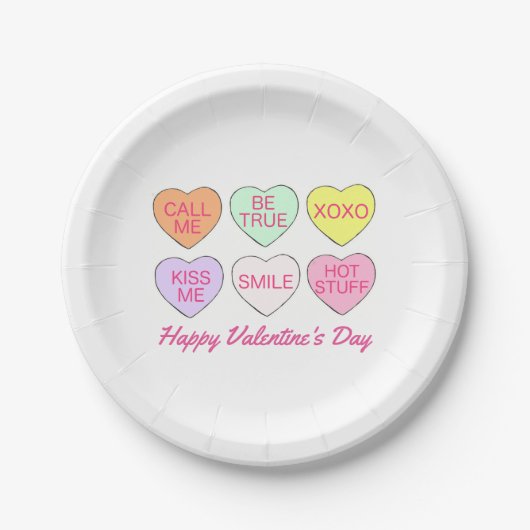 Happy Valentin's Day Snoep Conversation Hearts Papieren Bordje (Voorkant)