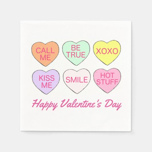 Happy Valentin's Day Snoep Conversation Hearts Servetten (Voorkant)