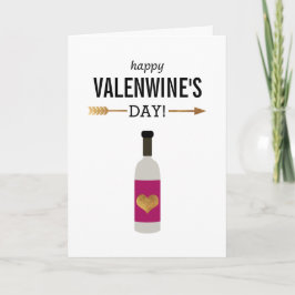 Happy Valenwine's Day met wijnfles Feestdagen Kaart