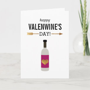 Happy Valenwine's Day met wijnfles Feestdagen Kaart