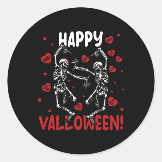 Happy Valloween Funny Danskeleton Gothic Valent Ronde Sticker (Voorkant)