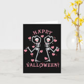 Happy Valloween Funny Danskeleton Skull Valen Kaart (Gele Bloem)