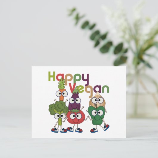 Happy Vegan Briefkaart (Staand voorkant)