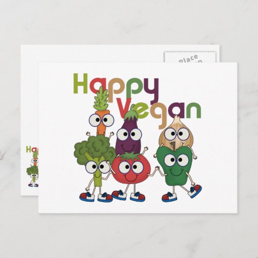 Happy Vegan Briefkaart (Voorkant / Achterkant)