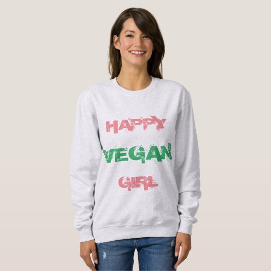 HAPPY VEGAN GIRL Ash Women's Sweatshirt (Voorkant volledig)