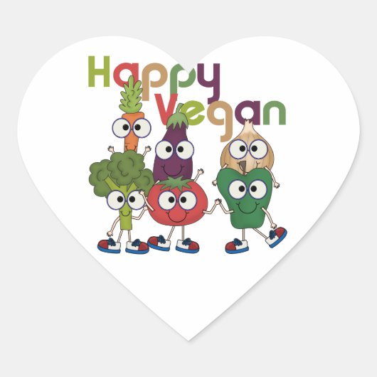 Happy Vegan Hart Sticker (Voorkant)