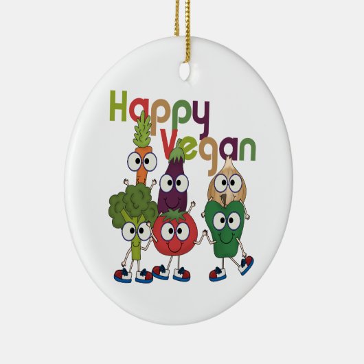 Happy Vegan Keramisch Ornament (Rechts)