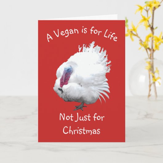 Happy Vegan Kerstan Kaart (Gele Bloem)