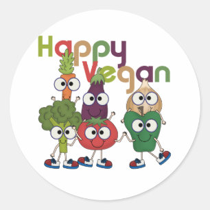 Happy Vegan Ronde Sticker