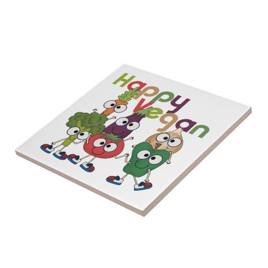 Happy Vegan Tegeltje (Zijkant)