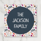 Happy vegan Thanksgiving blue floral oranje text Bedankjes Labels (Achterkant)