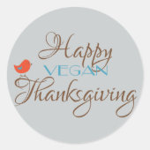 Happy Vegan Thanksgiving Ronde Sticker (Voorkant)