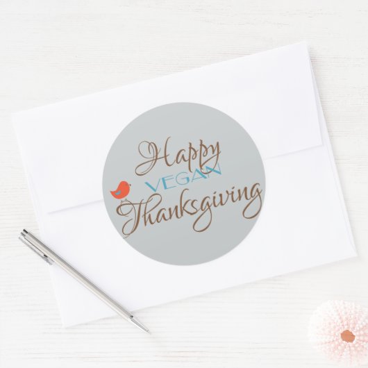 Happy Vegan Thanksgiving Ronde Sticker (Envelop)
