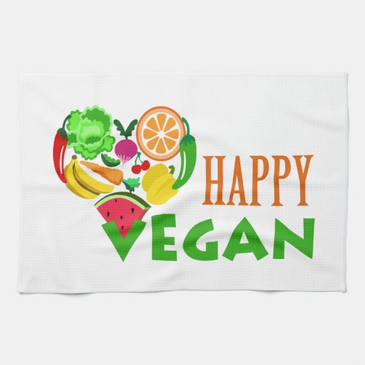 HAPPY VEGAN THEEDOEK (Horizontaal)