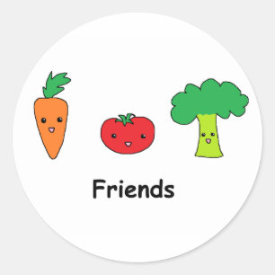 Happy Vegetable Friends Ronde Sticker