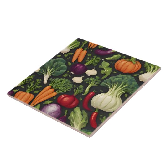 Happy Vegetables Gezond Voedsel Populair Collectie Tegeltje (Zijkant)