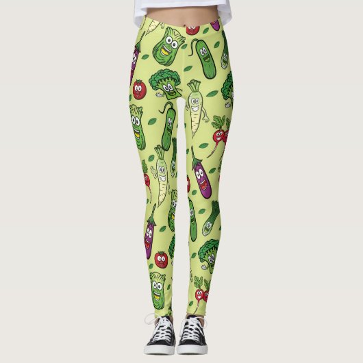 Happy Vegetables Pattern Leggings (Voorkant)