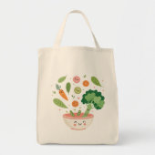 Happy Veggies Herbruikbare Grocery Canvas tas (Voorkant)