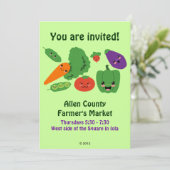 Happy Veggies Invitations Kaart (Staand voorkant)