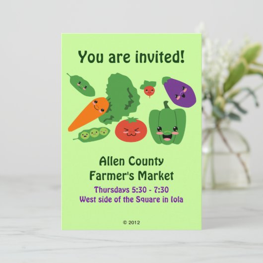 Happy Veggies Invitations Kaart (Staand voorkant)