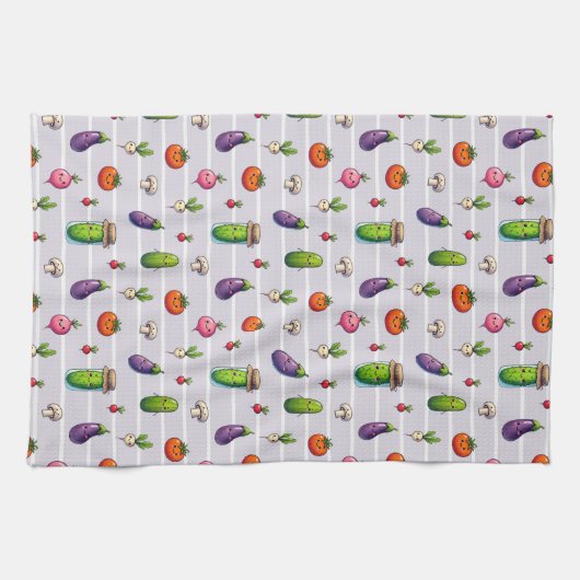 Happy Veggies- süßes Gemüse- Muster Theedoek (Horizontaal)