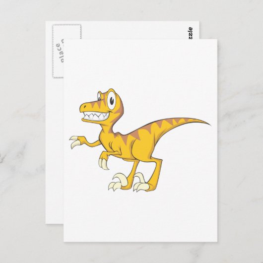 Happy Velociraptor Dinosaur Briefkaart (Voorkant / Achterkant)