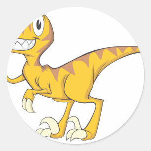 Happy Velociraptor Dinosaur Ronde Sticker