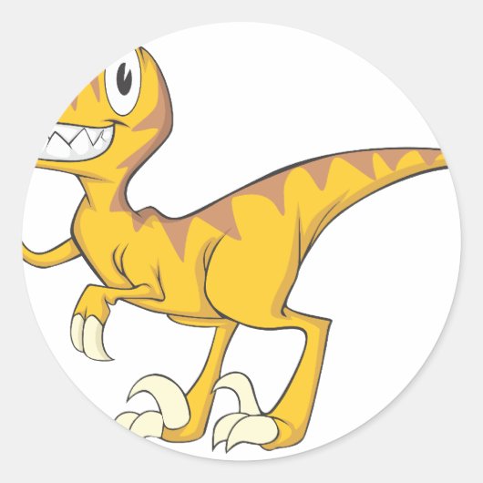 Happy Velociraptor Dinosaur Ronde Sticker (Voorkant)